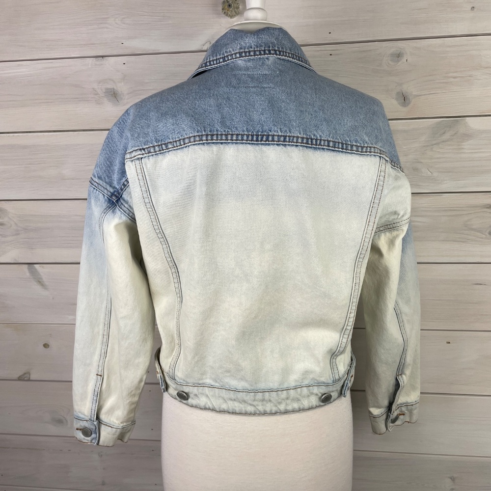BLANK NYC Blue & Bleached White Ombre Denim Jacket Womens Size Small - Picture 4 of 7